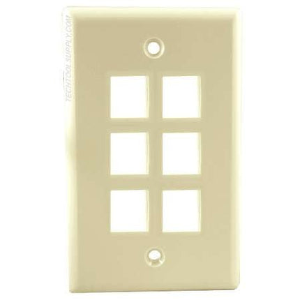 6-port Single Gang Wall Plate Ivory