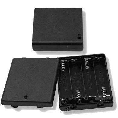 Four 4 AA Cell UM-3 Plastic Battery Holder w/ Cover