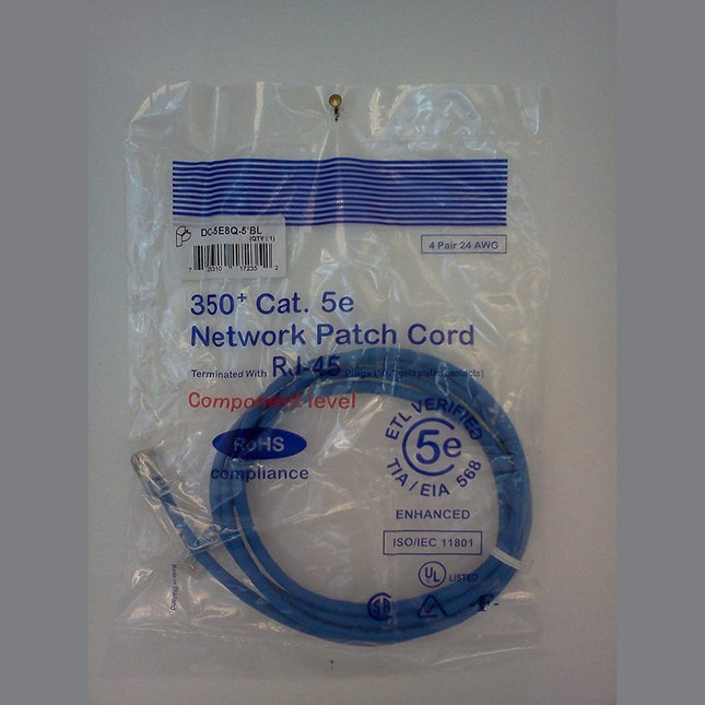 3' Blue Cat 5E Quality Patch Cord - No Boots