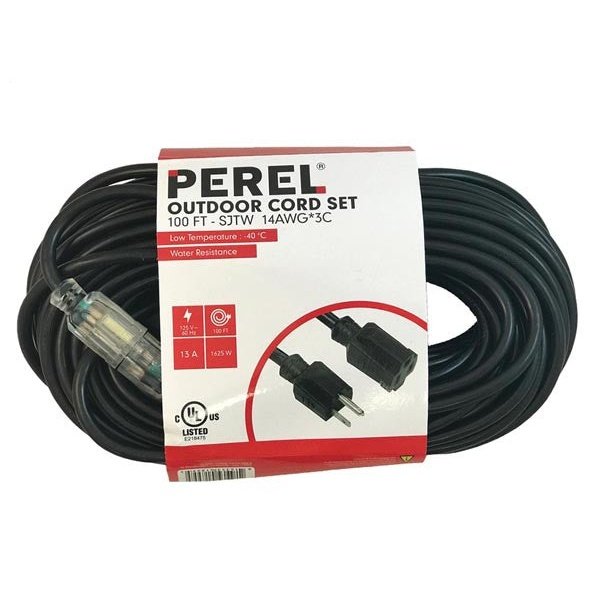 100FT 14AWG 3C Outdoor Power Cord with Lit Ends