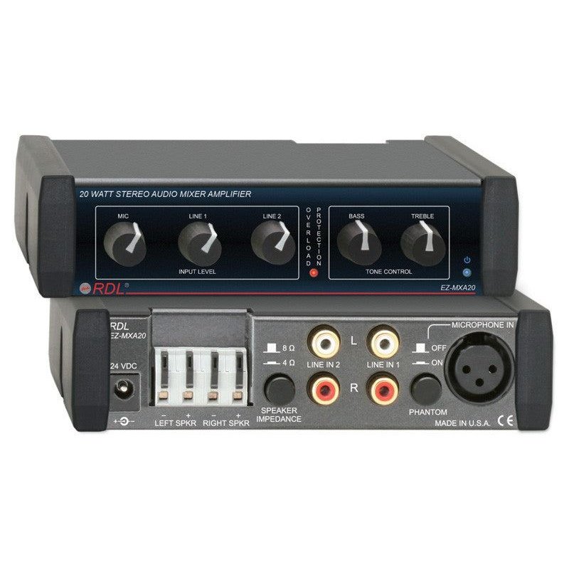 Radio Design Labs EZ-MXA20 20 W Stereo Audio Mixer-Amplifier with EQ