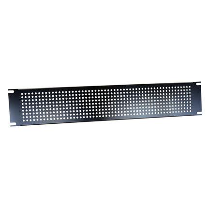 2U Perforated Steel Black Rack Panel