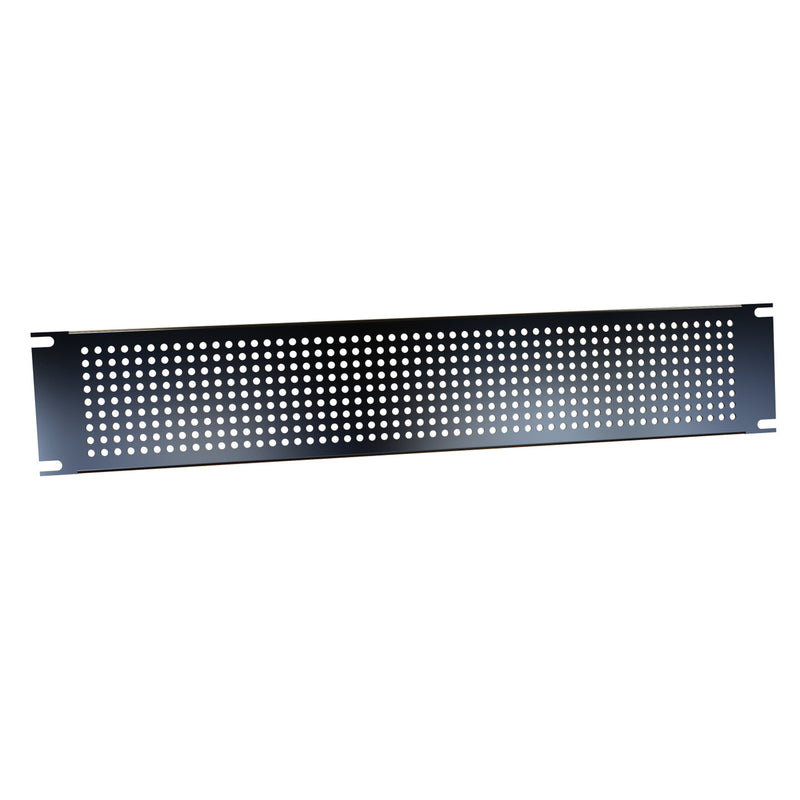 2U Perforated Steel Black Rack Panel