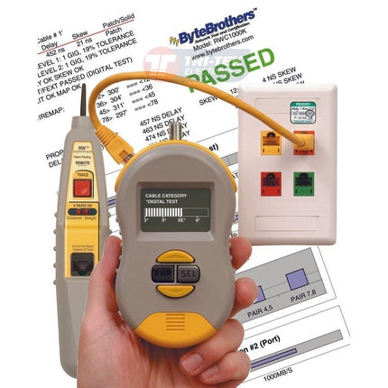 Real World Certifier 2 Cable Category Tester with Probe: Tests and Displays CAT 3,5,5E,6 Cables - Triplett RWC1000K2CS