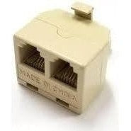 4 Conductor RJ11, Single Male to Dual Female Modular Telephone Adapter