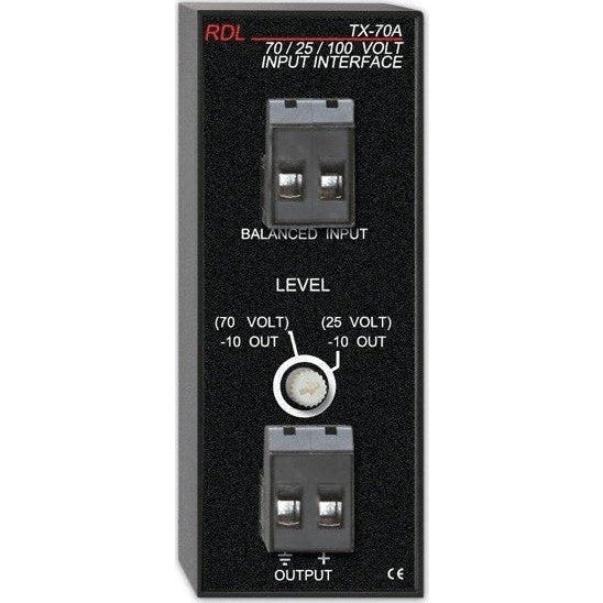 25 V, 70 V, 100 V Speaker Level Input Interface - Unbalanced line output